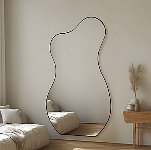 מראת גוף אמורפית ענן מעוצבת מסגרת בגוון שחור מידה 180/100 ס''מ מראת גוף אמורפית ענן מעוצבת מסגרת בגוון שחור מידה 180/100 ס''מ