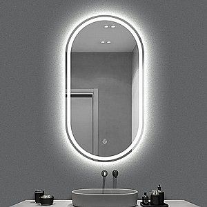 מראה אובלית לתלייה עם תאורה LED אחורית וקדמית 60*80 ס"מ מראה אובלית לתלייה עם תאורה LED אחורית וקדמית 60*80 ס"מ