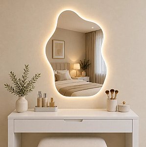 מראה אמורפית עם תאורת LED אחורית 60/40 ס"מ מראה אמורפית עם תאורת LED אחורית 60/40 ס"מ